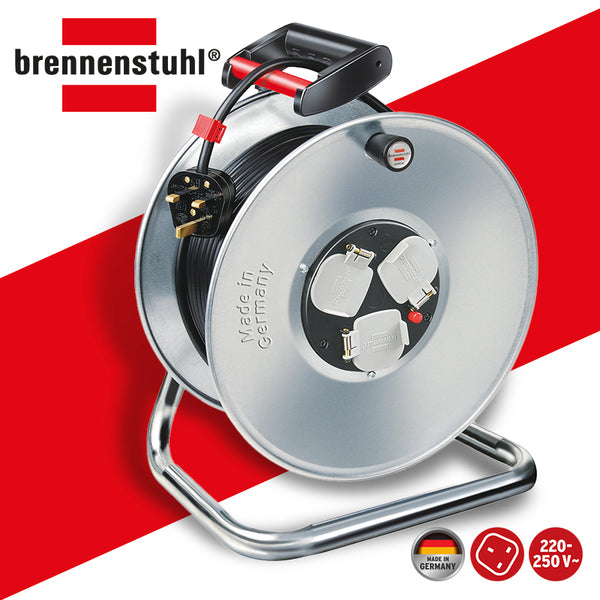 電線 拖轆 鐵製 13A 220V 3芯線 三位 連 33～50米線長 德國 brennenstuhl 百能蘇 電線拖轆