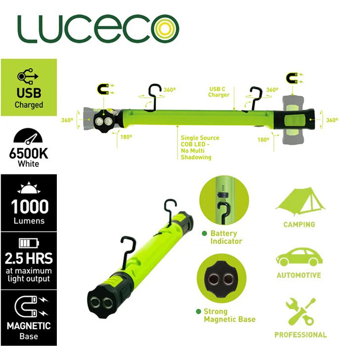 LED 工作燈  10W Type C 充電 360°旋轉 磁鐵掛鉤 多重固定 英國 LUCECO 工作燈