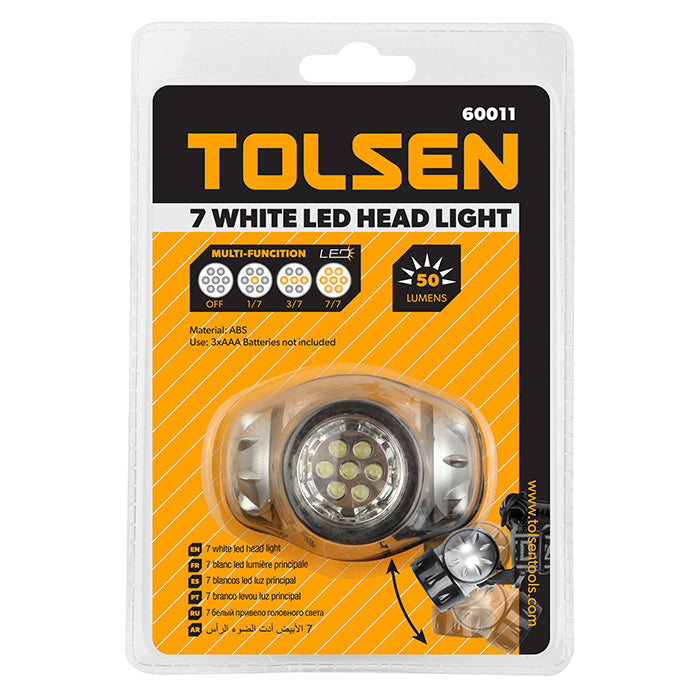 頭戴式 7粒LED 乾電燈 TOLSEN 東森牌