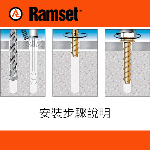 自攻 螺紋 M8~M16 混凝土 ANKASCREW 自攻螺紋錨栓 RAMSET 立射