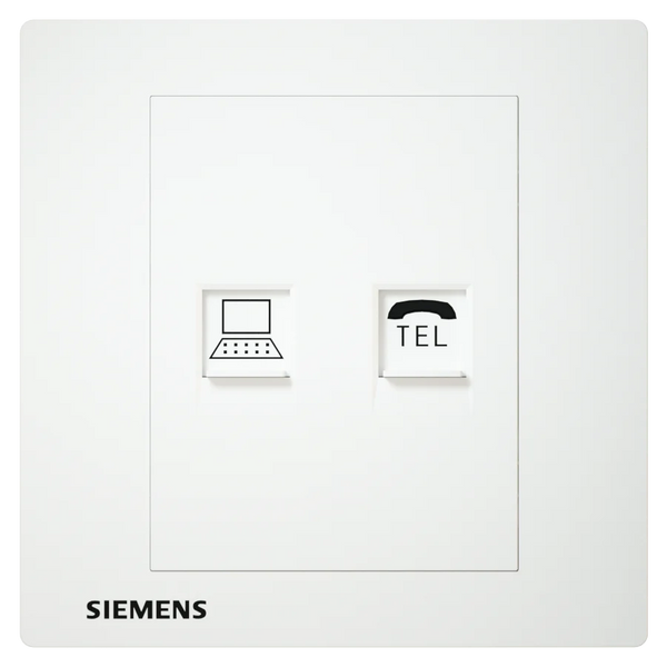 插座 適合高網速 CAT6 電腦＋電話插座 白色 SIEMENS 西門子 DELTA® relfa RJ11 電話插座+RJ45 CAT6電腦插座