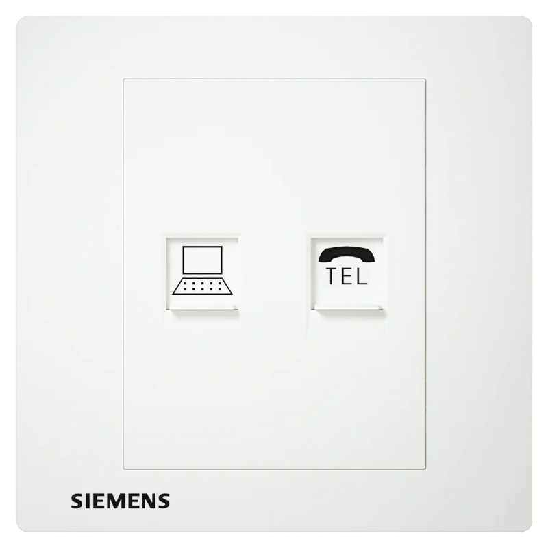 插座 適合高網速 CAT6 電腦＋電話插座 白色 SIEMENS 西門子 DELTA® relfa RJ11 電話插座+RJ45 CAT6電腦插座