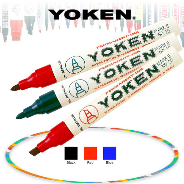 黑色 紅色 藍色 尖咀/平咀 日本 YOKEN 箱頭筆