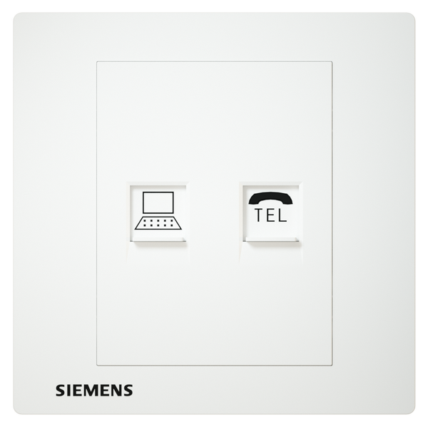 SIEMENS 西門子 DELTA® relfa 電話插座 RJ11 + 電腦插座 RJ45 CAT5e (白)