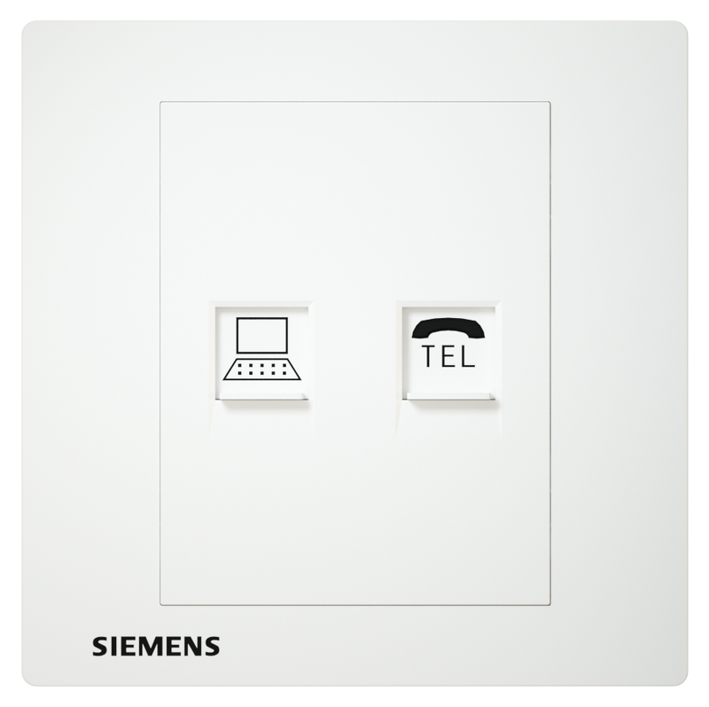 插座 高速 CAT5e 電腦＋電話插座 白色 SIEMENS 西門子 DELTA® relfa